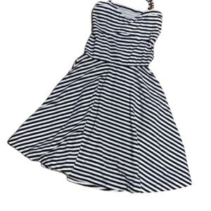 Aeropostale skater‎ dress black white NEW striped cut out back smocked small